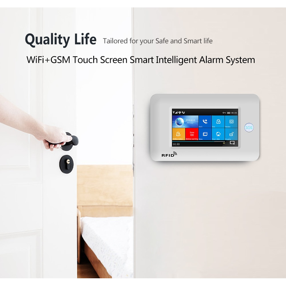 wifi-gsm-rfid smart wireless home security alarm system with tuya app